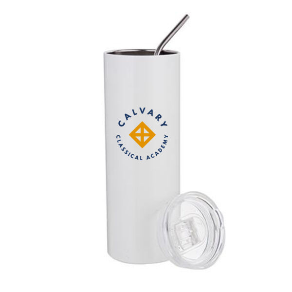 20oz. Stainless Steel Tumbler w/ Straw & Lid - Sublimated Logo Thumbnail