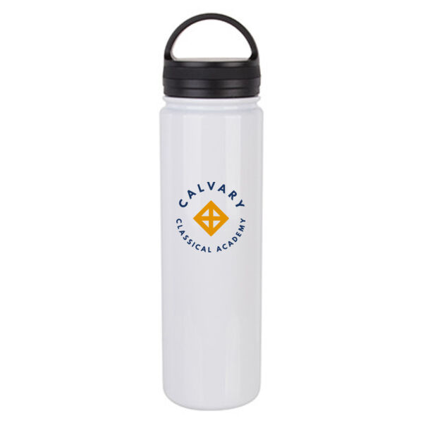 23oz. Stainless Steel Flask Bottle w/ Portable Lid - Sublimated Logo Thumbnail