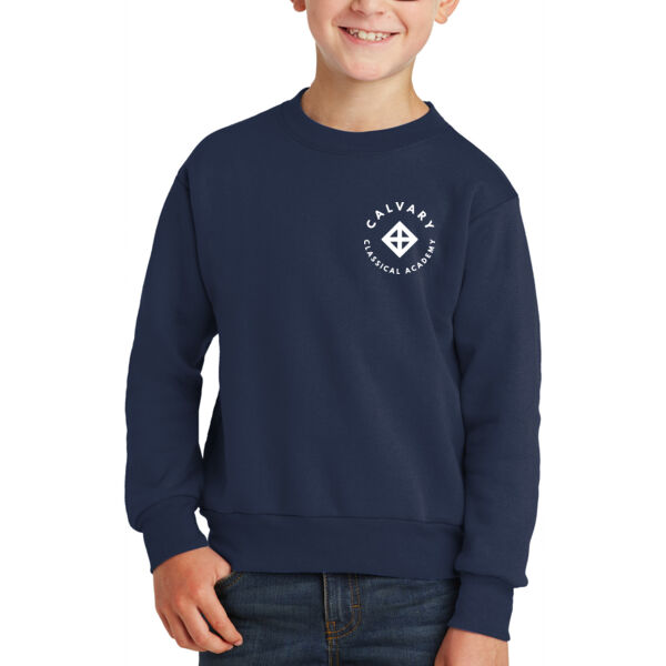 Port & Company® Youth Core Fleece Crewneck Sweatshirt - Printed Logo Thumbnail