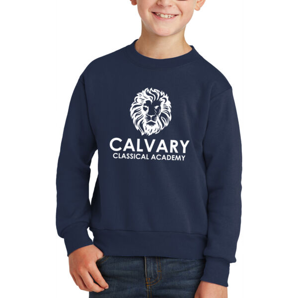 Port & Company® Youth Core Fleece Crewneck Sweatshirt - Printed Logo Thumbnail