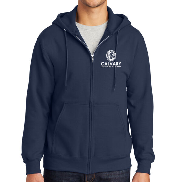 Port & Company® Essential Fleece Full-Zip Hooded Sweatshirt - Embroidered Logo Thumbnail