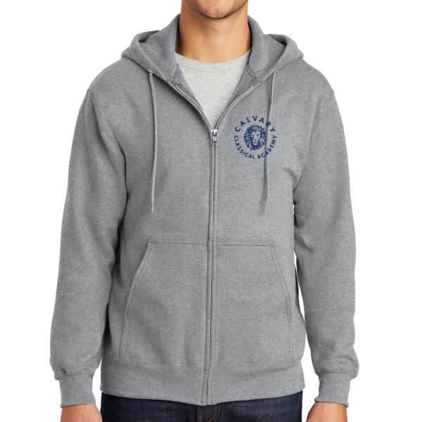 Port & Company® Essential Fleece Full-Zip Hooded Sweatshirt - Embroidered Logo Thumbnail